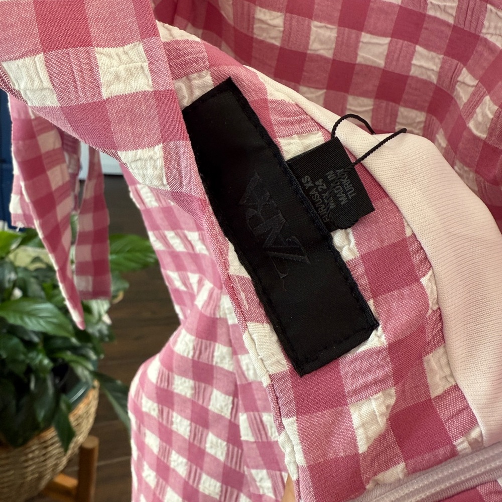 Zara Pink Gingham Sleeveless Dress - Picture 3 of 4